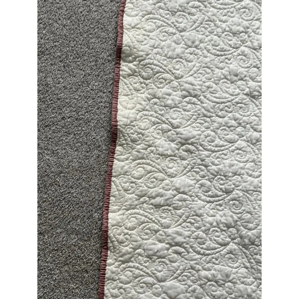 Handmade Quilted Bed Blanket Throw Floral Geometric Grannycore Cream Multicolor